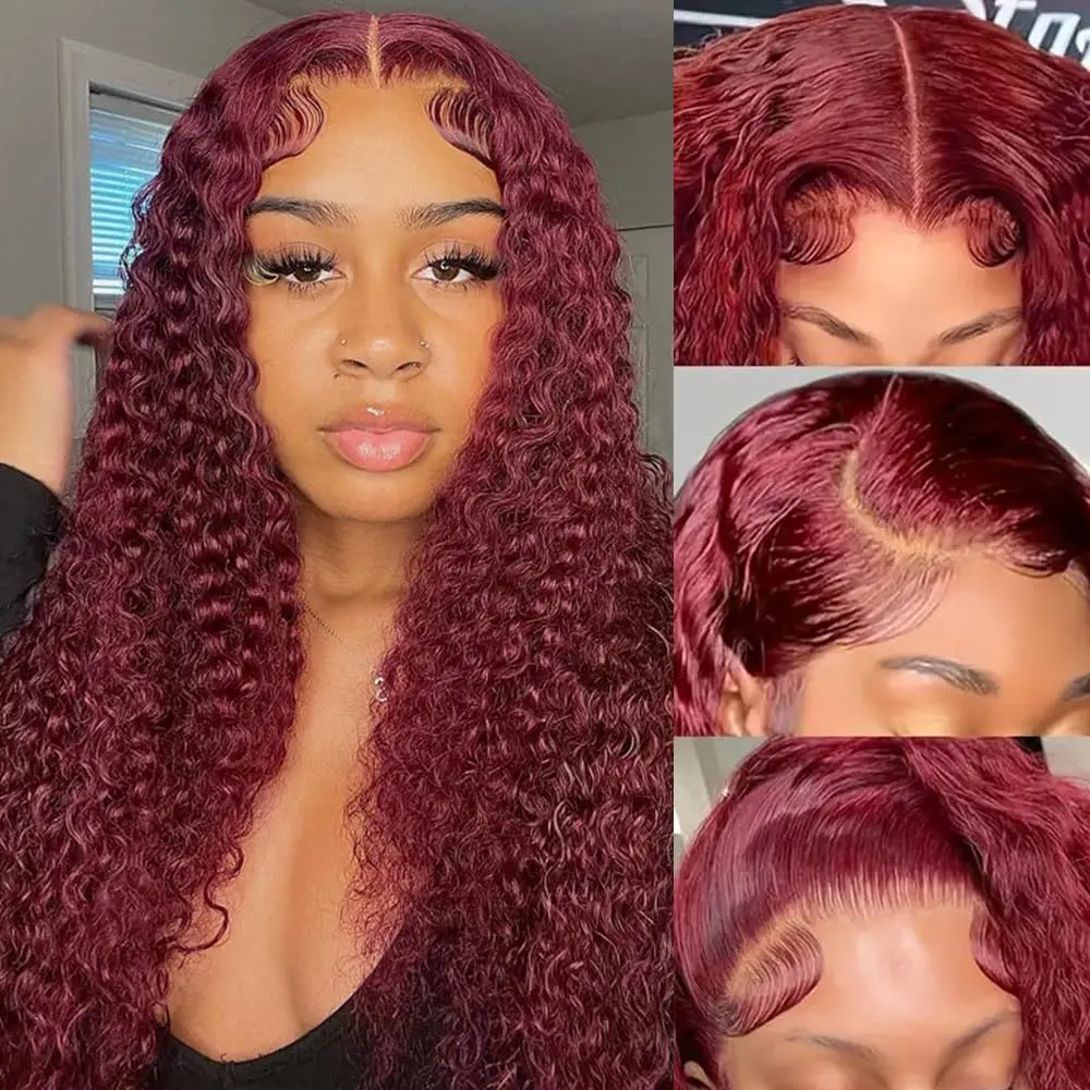 99J Burgundy Lace Front Wigs Human Hair Wigs for Women 20 Inch 13x4 HD Lace Burgundy Wig Human Hair Pre Plucked 200% Density