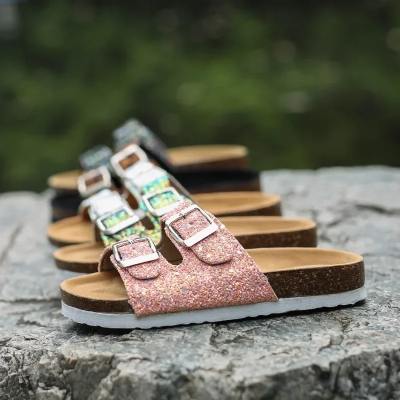 Kids Flip Flops Slides Leopard Boys Girls Slippers Open Toe Beach Sandals Summer Women Men Platform Flats Slingback Shoes 4