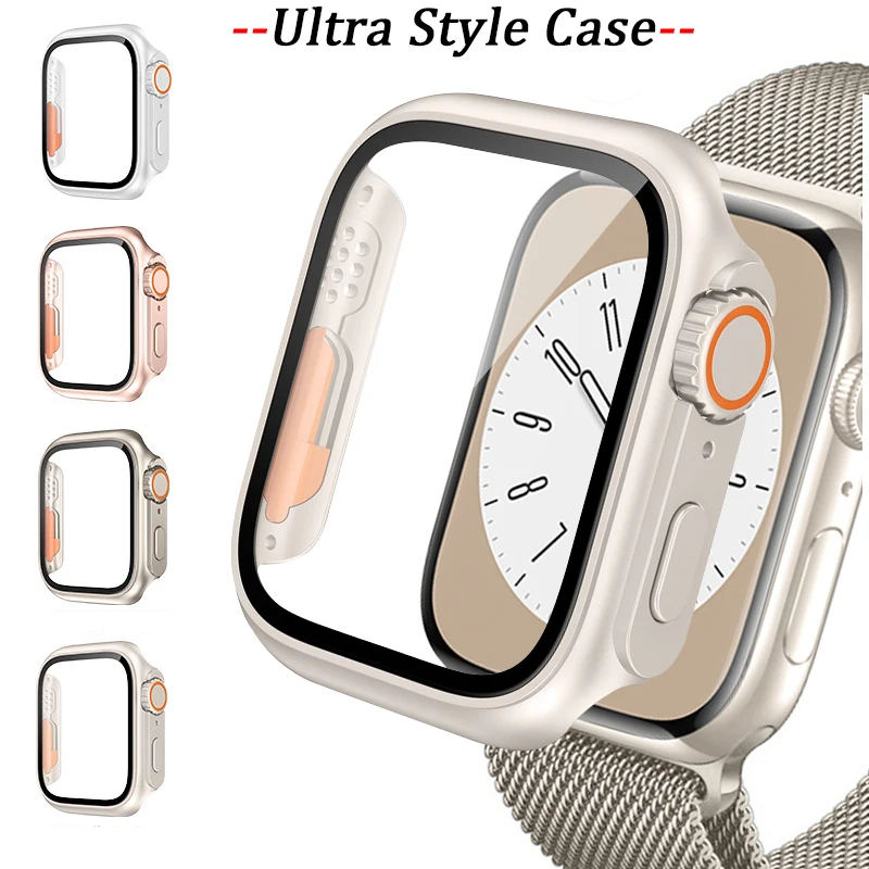 Custodia Ultra Style Glass + Cover Per Apple Watch 8 7 6 Se 5 Iwatch Accessori Proteggi Schermo Apple Watch Serie 45Mm 41Mm 44Mm