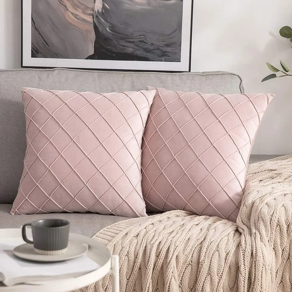 1 piece of velvet quilted diamond lattice pillow pillow cover, square cushion cover, holiday home pillow decoration, soft and co
