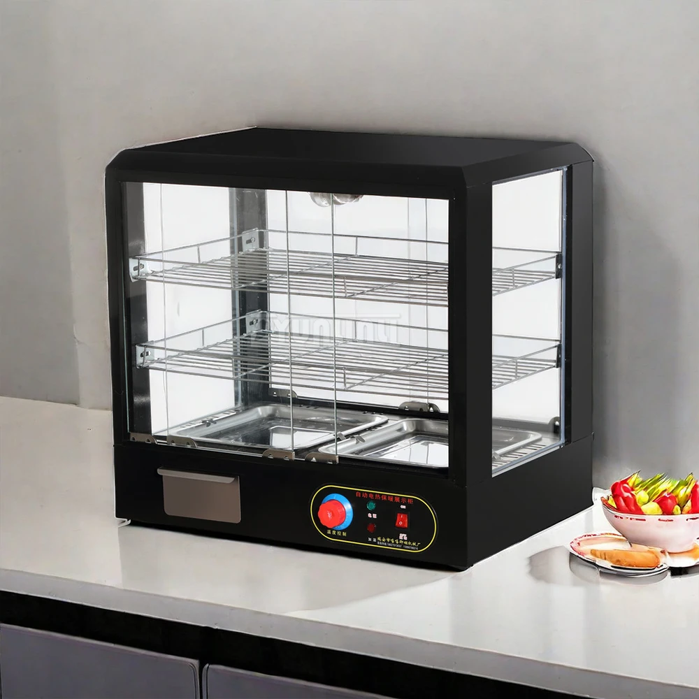 Commercial Cooked Food Cabinet Heat Preservation Cabinet Desktop 3-layer Food Display