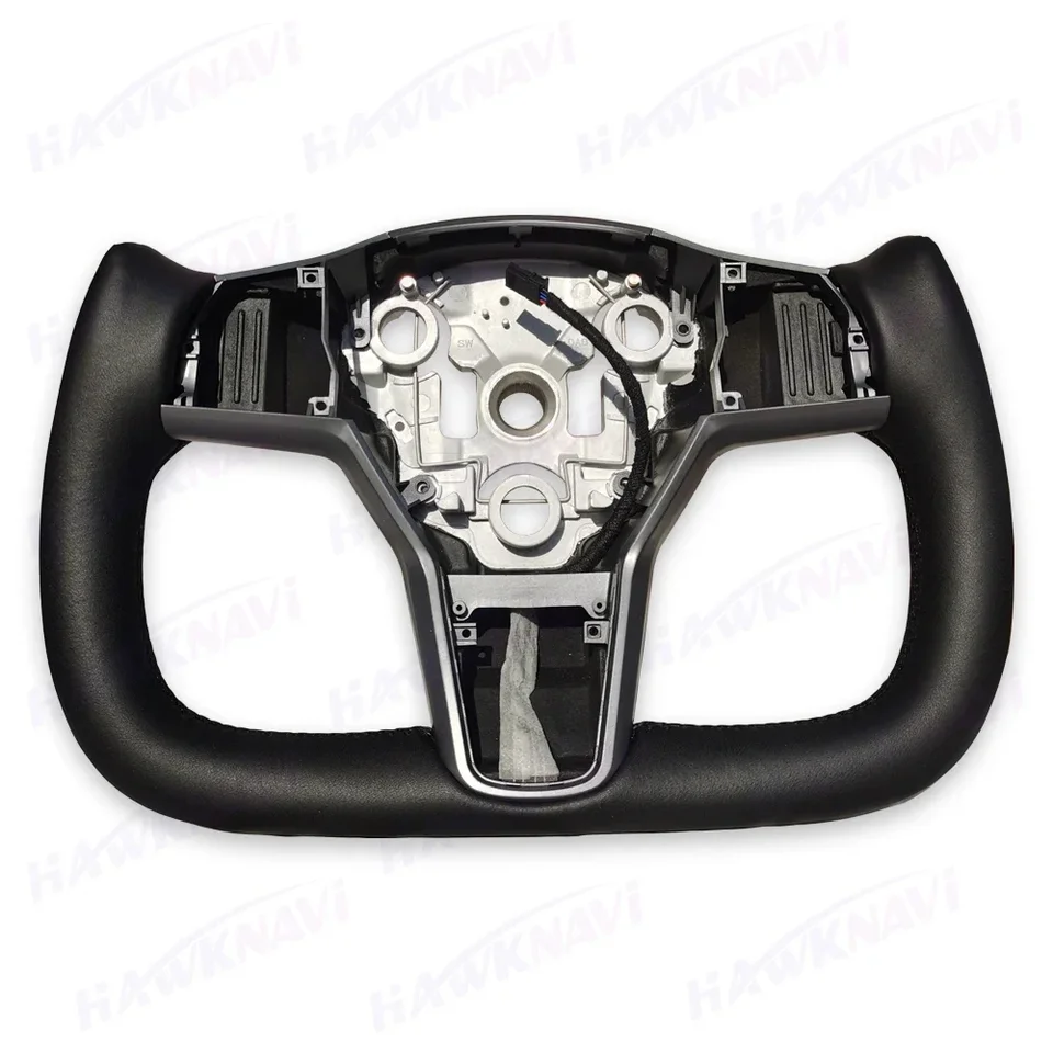 テスラモデル3 y,ヨークハンドル,変更されたレースレザー,白と黒の加熱