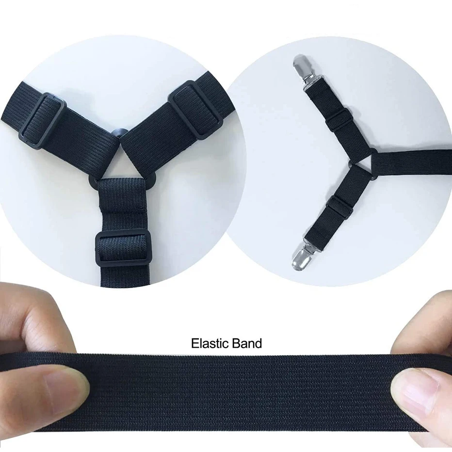 Adjustable Triangle Elastic Suspenders Gripper Holder Straps Clip for Bed Sheets Mattress Covers Sofa Cushion Elastic Band Belt 6