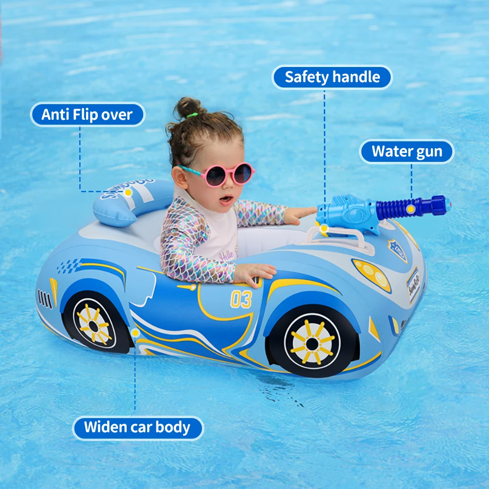 Swimbobo Kids Inflatable Car Swimming Seat Boat Handle Floating Children Water Gun Toy Children Swim Pool Float Ring In Summer 4