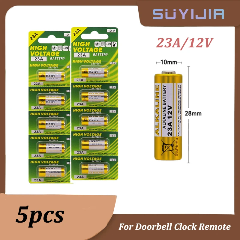 

5pcs A23 23A12V Alkaline Battery 23GA A23S E23A EL12 MN21 MS21 V23GA L1028 GP23A LRV08 for Remote Control Doorbell Dry Batteria