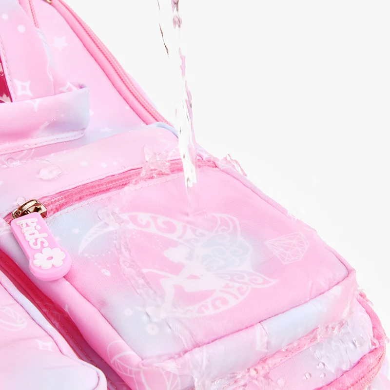 Girls Fantasy Pink Schoolbag Lightweight Nylon Backpack For Students 6~13 Year Old Children Mochila  6777 6