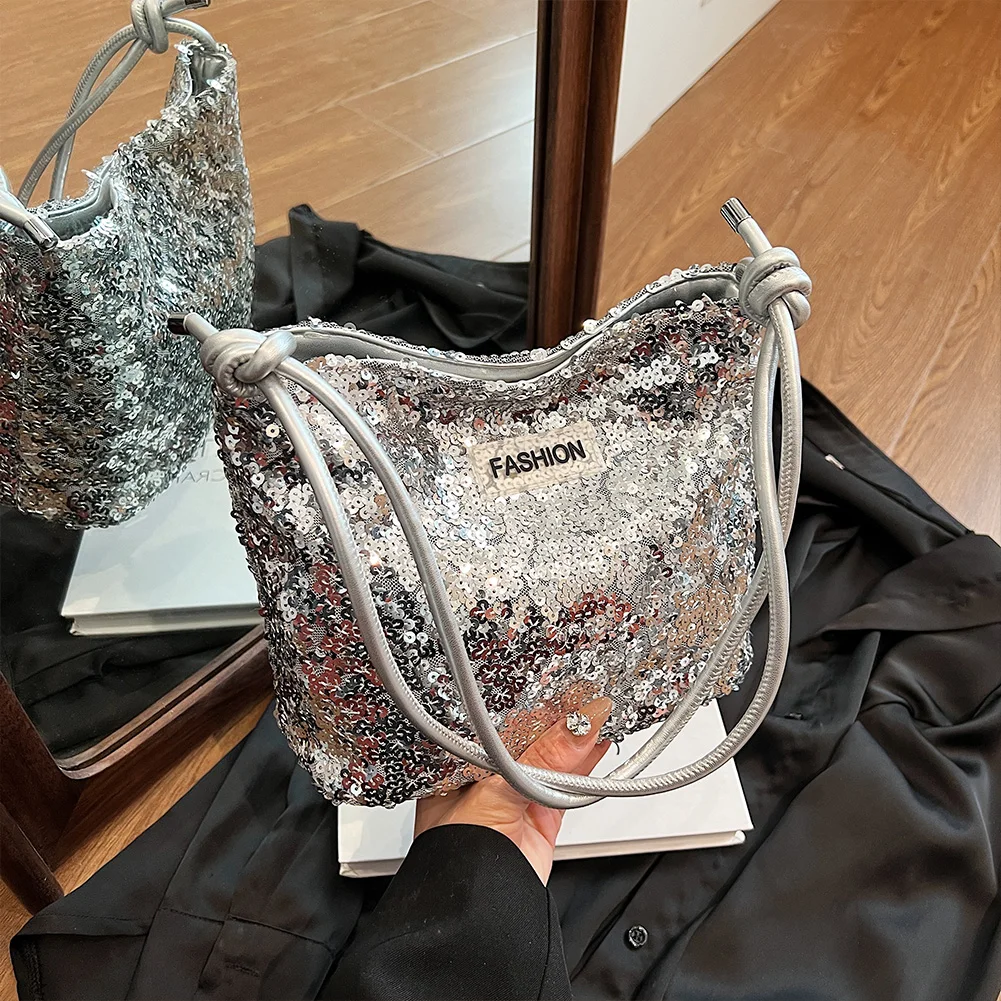 Sequins Evening Bag for Women Shinny Crossbody Bags PU Leather Sparkling Shoulder Bag Ladies Evening Clutch Tote Handbags Purses