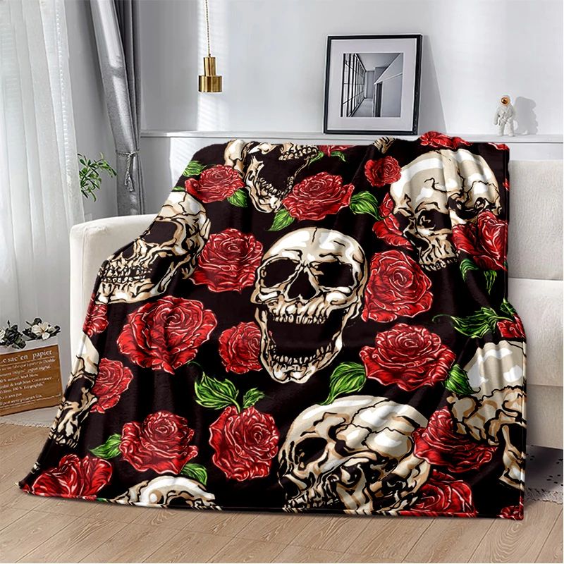 Skull trend Pattern Blanket Flannel Soft Plush Sofa Bed Throwing Blankets Anime Blanket Gedruckt Bettdecke Sofa Geschenk