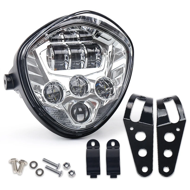 

7-дюймовая мотоциклетная фара с кронштейном-зажимом, белый цвет, ДХО, Ближний/Дальний свет, для Honda Yamaha Triumph Cafe Racer