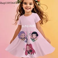 Robe d'été pour filles Kpop Demon Hunters, tenue de plage décontractée pour enfants, motif dessin animé, princesse, chemise de nuit 3