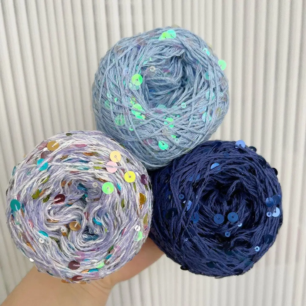 Cotton Sequins Yarn 50G/Ball*2balls=100grams 6mm+3mm Sequins Hand Knitting Yarn Thread Luxury Glitter Soft Rope DIY Material knitting yarn knitting wool yarn crochet yarn cotton yarn cotton knitting yarn cotton wool yarn