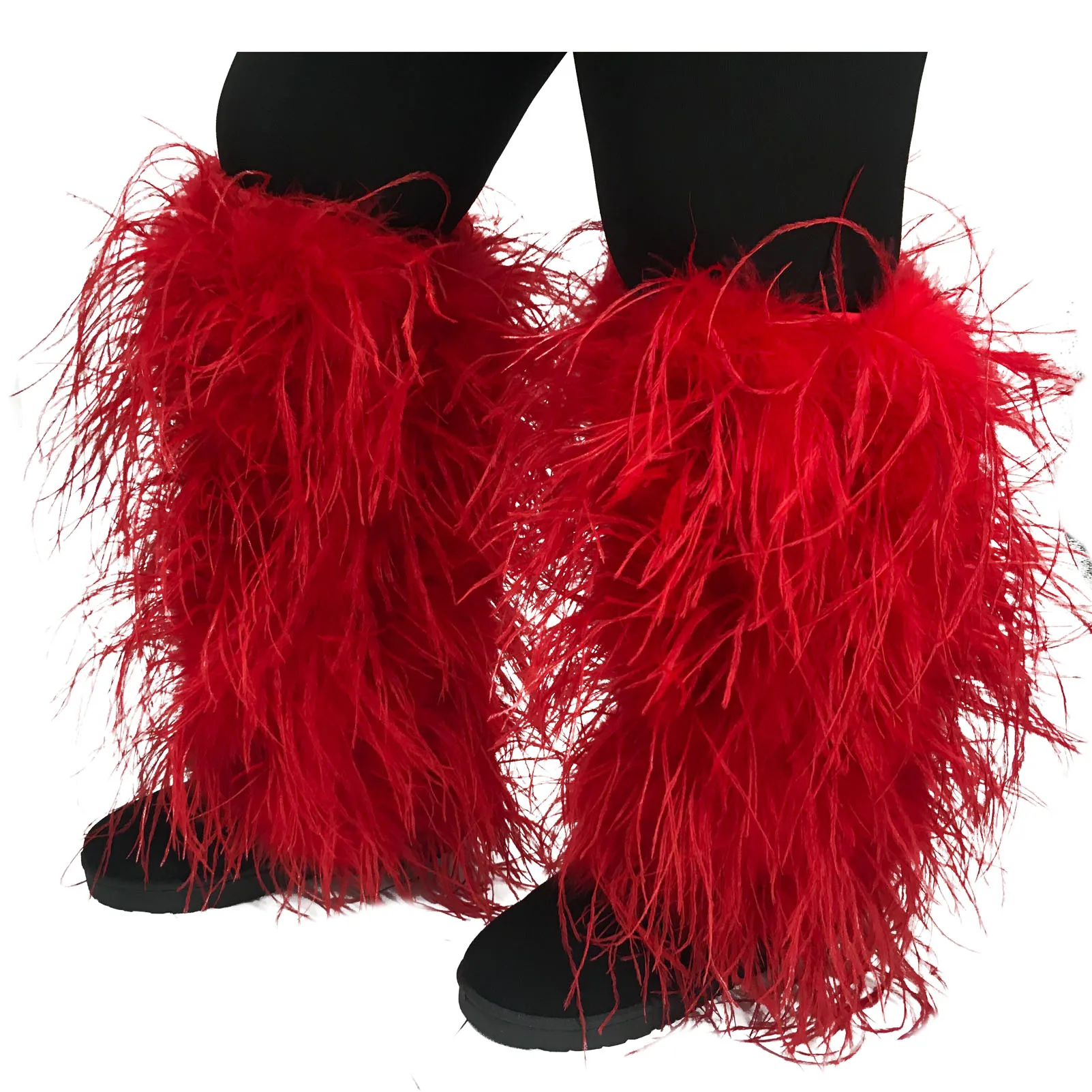 

2024 peach fuzz Y2K Luxurious Casual Furry orange Green Red Purple Color Orange Ostrich Feather Leg Warmer For Women B230636