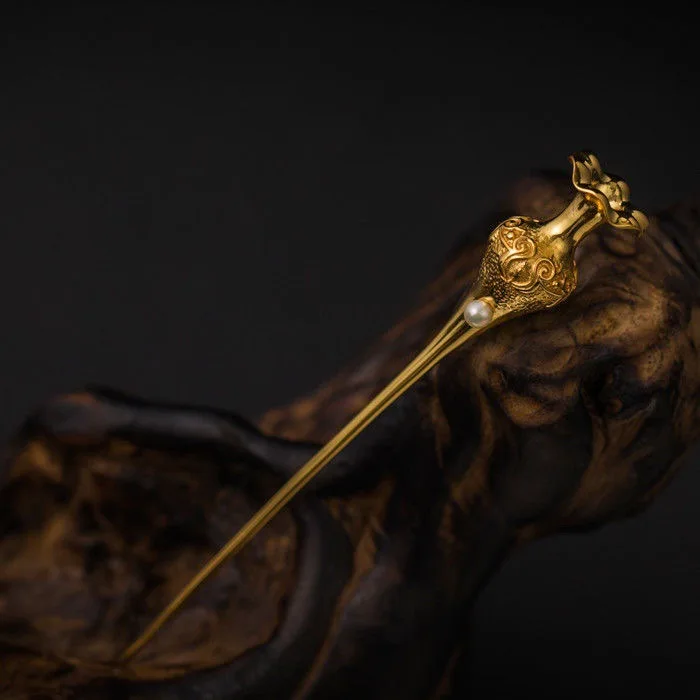 Hanfu 쥬얼리 골드 도금 노래와 명나라 꽃꽂이 머리핀 단계 스윙 머리핀 복고풍 우아함