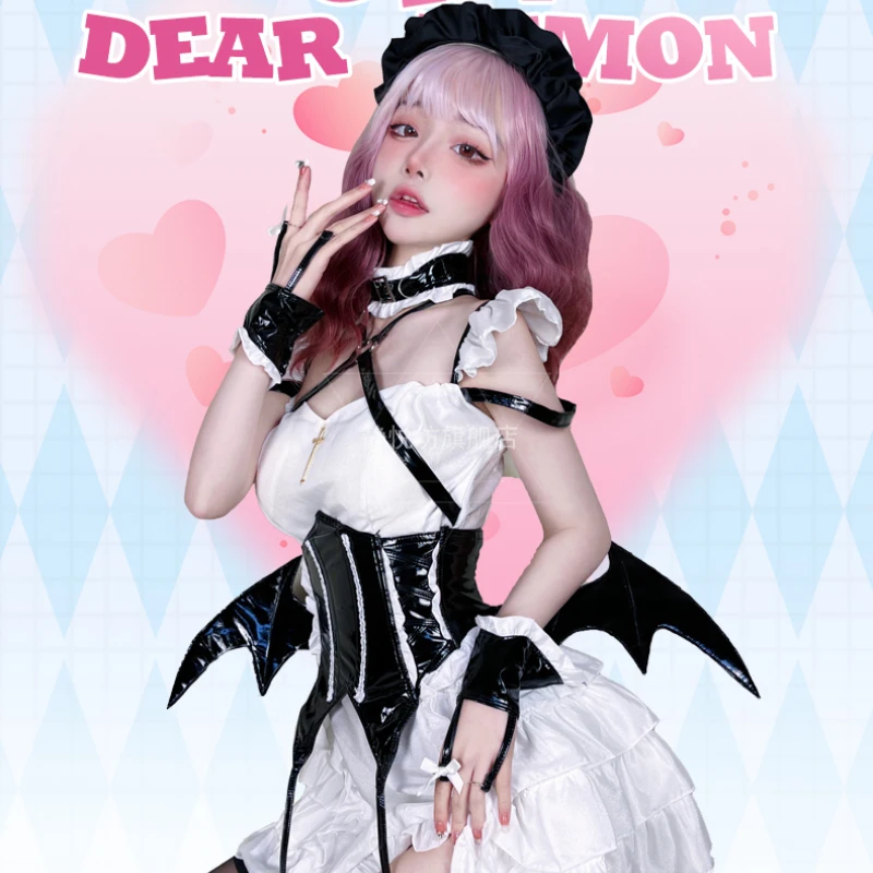 

Halloween Carnival Stage Performance Dark Gothic Black Maid Dress Sexy Little Devil Uniform Temptation Role Playing Bat Dress