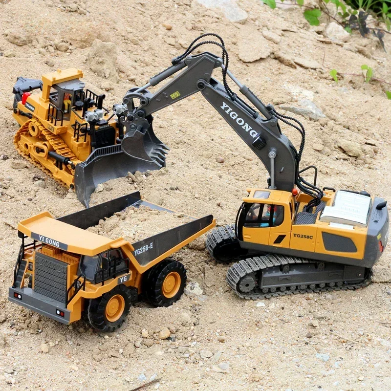 Remote Controlled Excavator Alloy Engineering Car Boy Bulldozer Remote Controlled Car Truck Toys 2.4G Toys Children's Car Gifts 3