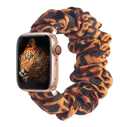 Colorful Elastic Scrunchie Apple Watch Band Replacement Strap for 42 44 45 49mm (Brown leopard print)