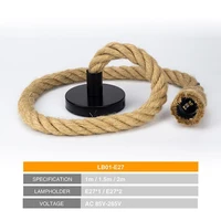 Hemp Rope Pendant Lights E27 Vintage Retro Hemp Rope Lamp Hanging Lamps Creative Loft Home Chandeliers LED Light Base AC85V-265V 2