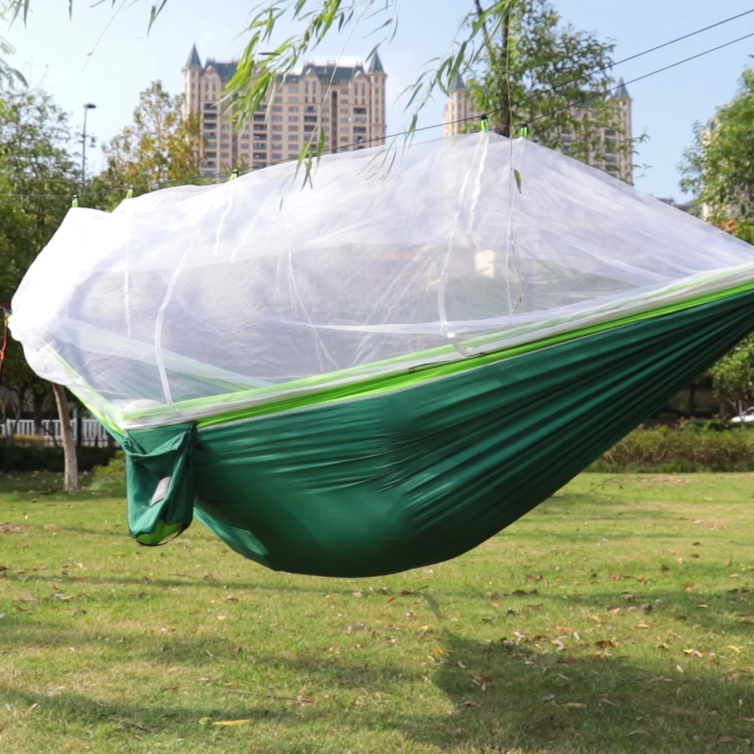 Portable Travel Outdoor Camping Hanging Sleeping Single and Double Hammock with Mosquito Net 6