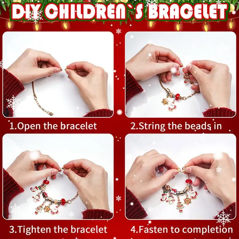Christmas Ornaments Advent Calendar Bracelets Handmade Beaded Bracelet Set Advent Calendar xmas Girls 22 Charm