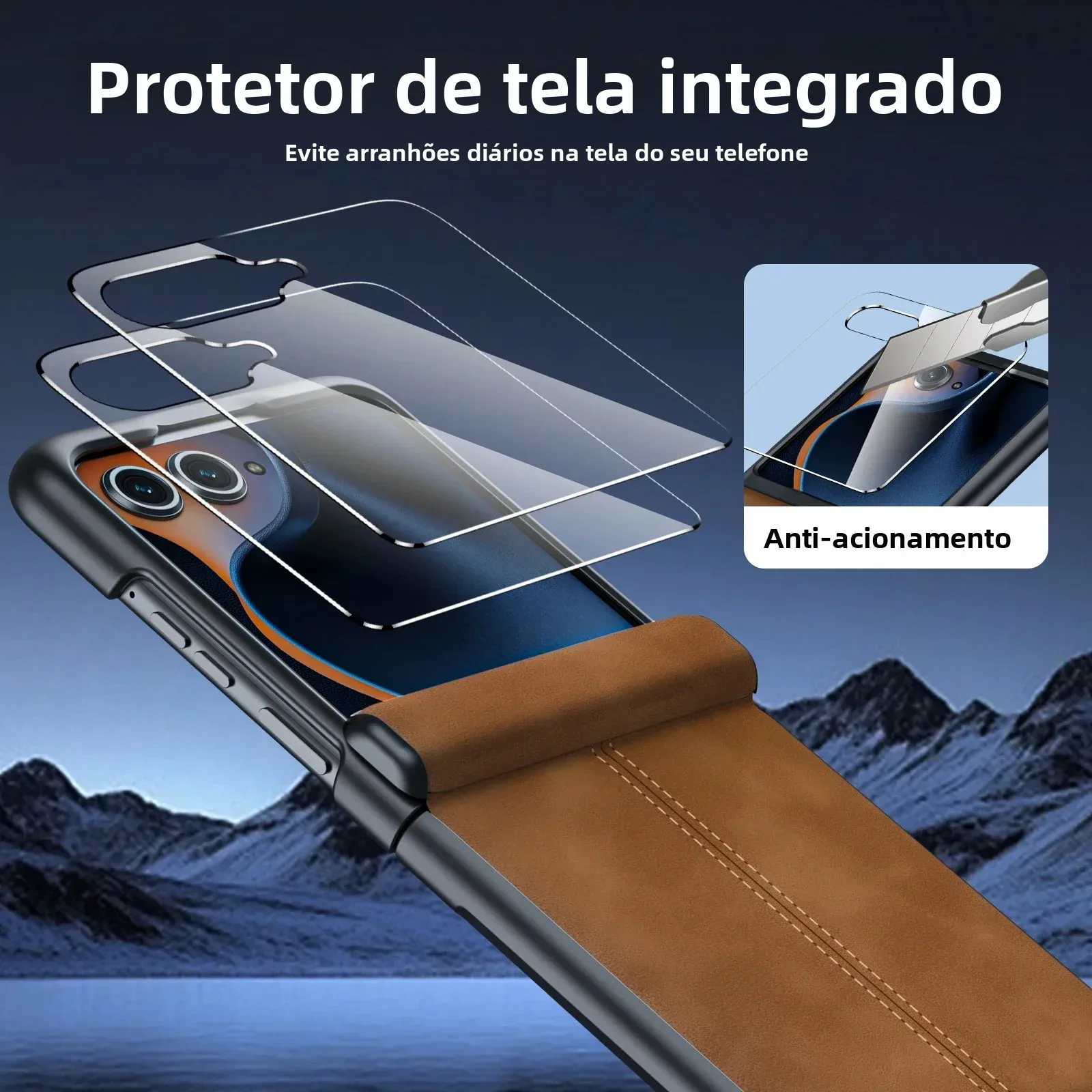 Luxury Suede Leather Texture Case with Magnetic Hinge and Built-in Screen Protector