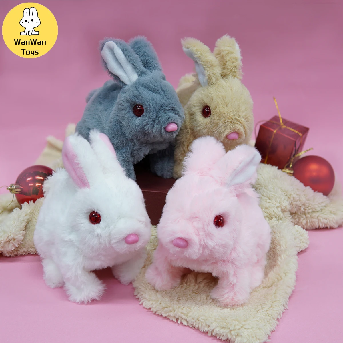 1pc Easter Bunny Rabbits Simulation Soft Fur Color Starry Sky Color Electric Cute Bunny Children Plush Interactive Animal Doll