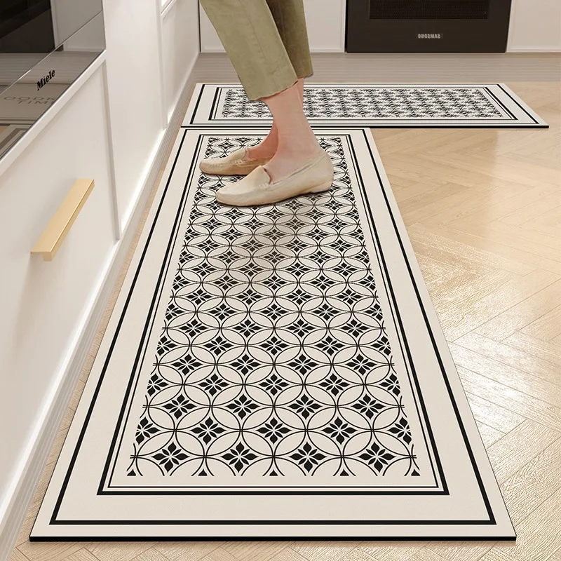 Carpet for Kitchen American Style Anti-slip Oil-proof Floor Mat Pvc Leather Waterproof Foot Mats Long Strip Home Decoration Rug 2