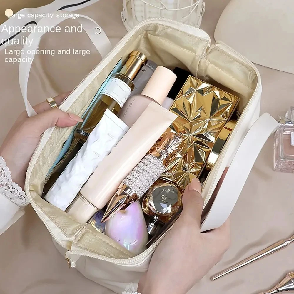 Large-Capacity Travel Cosmetic Bag Portable PU Makeup Pouch Women Waterproof Bathroom Washbag Multifunctional Toiletry Kit 5