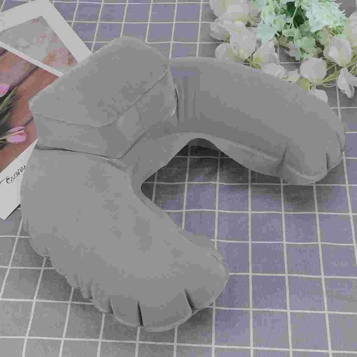 Travel Pillow Blow up Plane Airplane Neck Support Inflatable Hiking U-shaped Grey Airport Car 2