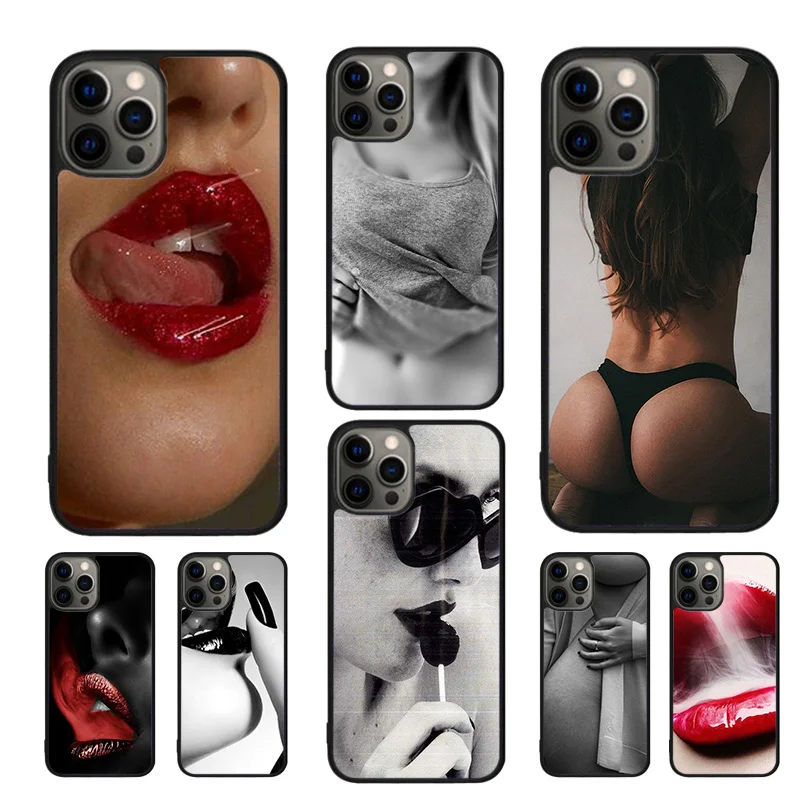 Sexy Lady Red Lips Hot Girl Custodia Per Telefono Per Iphone Se2020 15 14 11 12 13 Mini Pro Xr Xs Max 7 8 Plus Se Coque Cover Shell