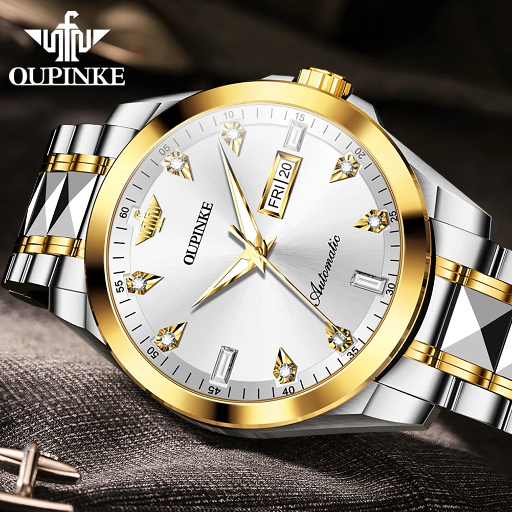 OUPINKE 3286 Men Watch Luxury High end Men Automatic Mechanical Watch Tungsten Steel Calendar Sapphire HD Waterproof Watch Reloj 2