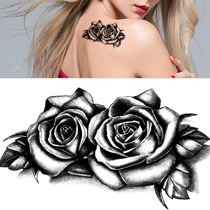 Tatouages De Roses Avec Un Pistolet Sur La Cuisse