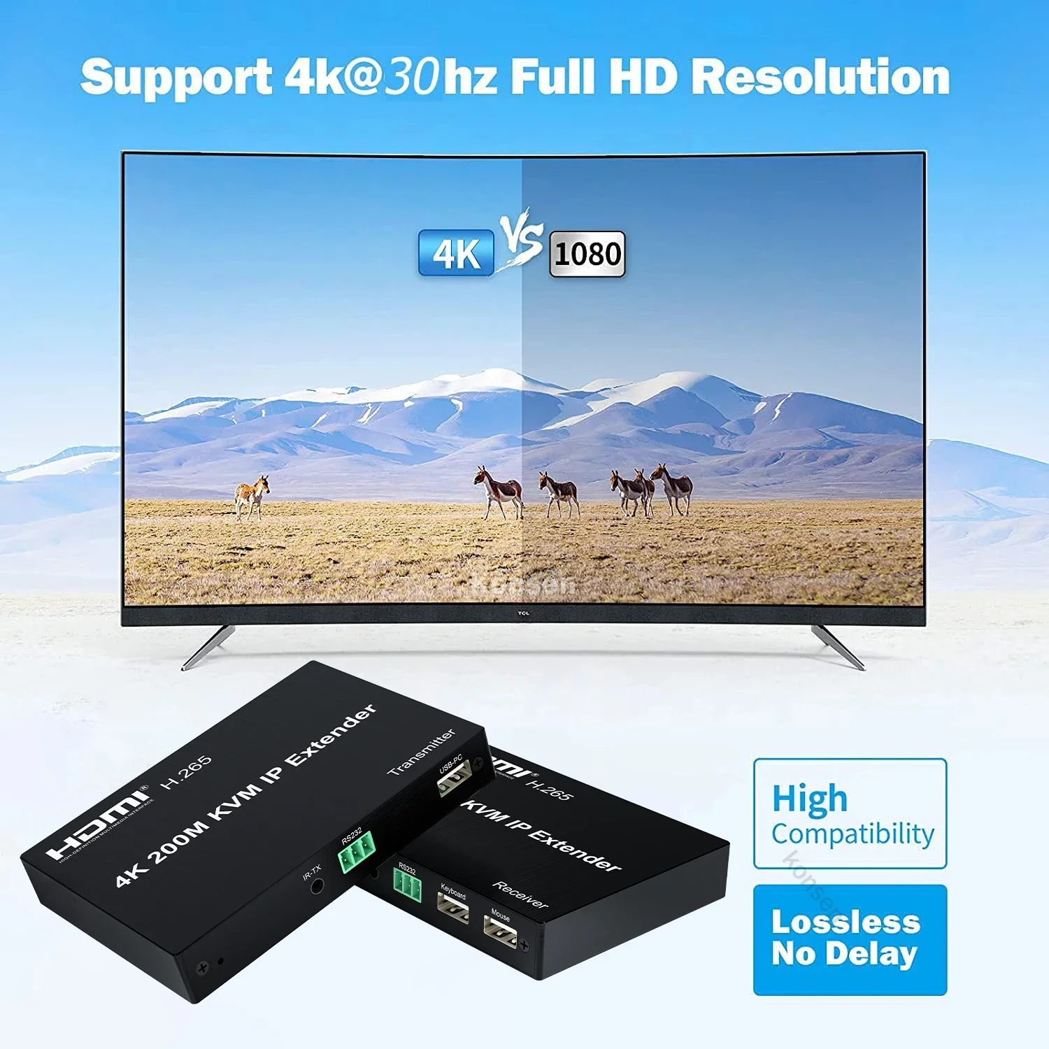 HDMI IP KVM ͽٴ, Cat5e/6 HDMI KVM Ʈ ͽٴ, Ʈũ ġ USB , ϴ  콺 Ű, 4K 200M