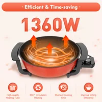 Casserole électrique 1360W à double saveur, avec niveaux de réglage, revêtement antiadhésif, couvercle en verre, pour 3-4 personnes 2