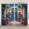 2pcs, spring summer Curtains Mexican Cactus Garden Prints Light Filtering Curtains Durable 100% Polyester Fabric Art Deco 3