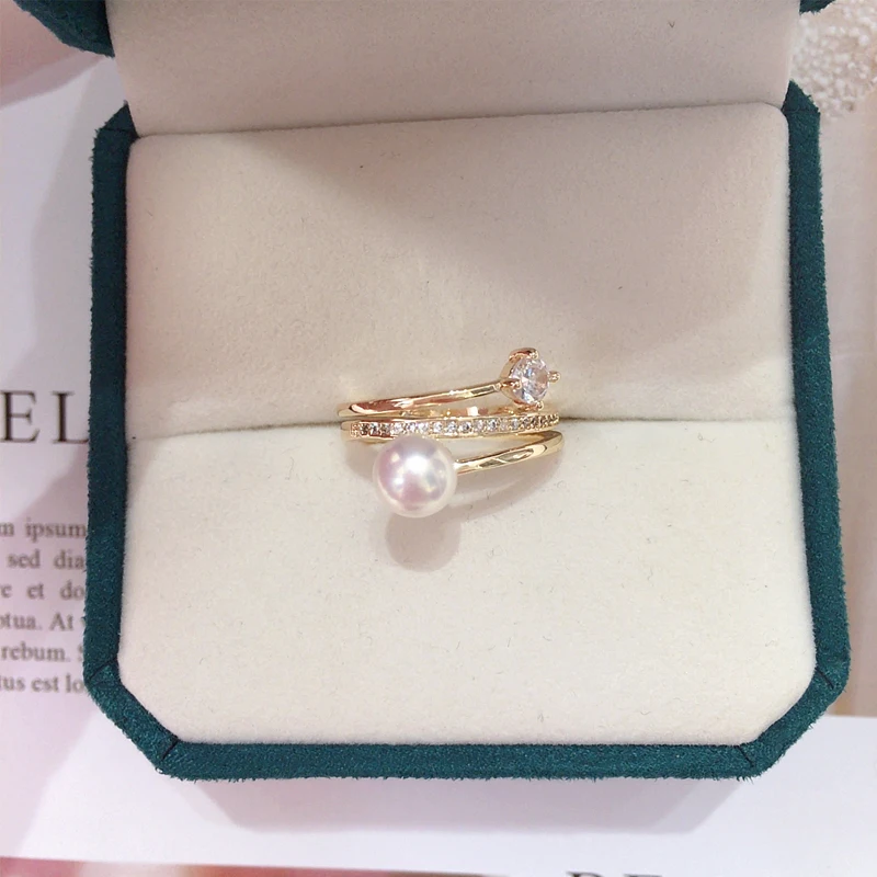 ZHBORUINI кольцо на указательный палец 100% натуральный пресноводный жемчуг 18K позолоченное женское ювелирное изделие многослойное кольцо оптовая продажа