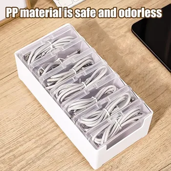 1Set Data Cable Storage Box Cable Organizer Bag With Power Charging Cable Management And Jewelry Storage,Desk Storage 2