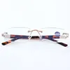 High Quality Anti Blue Light Reading Glasses Luxury Crystal Len Frameless Presbyopic Eyeglasses Unisex Optical Far Sight Eyewear 4