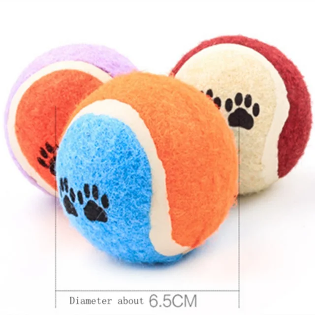 Dog Training Mini Micro Elastic Throwing Tennis Ball Cute Footprint Puppy Cat Chew Safe Balls Soft Small Pets Teething Toys