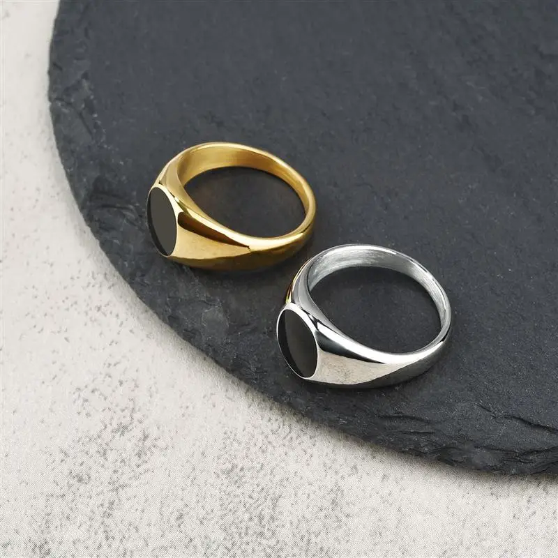 New Metal Glossy Rings for Men Geometric Width Signet Finger Band Rock Punk Style Fashion Ring Jewelry Accessories Wholesale - Image 4