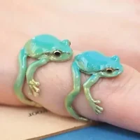 Mini Green Tree Frog Ring Frog Open Rings for Women Men Metal Cute Animal Adjustable Finger Ring Jewelry Birthday Party Gift New - Image 3