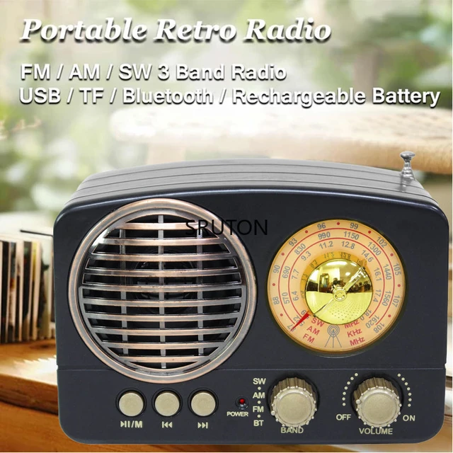 Radio AM FM SW portable radio old classic speaker TF card USB Wireless  Bluetooth speaker radio player retro radio R-2055bt