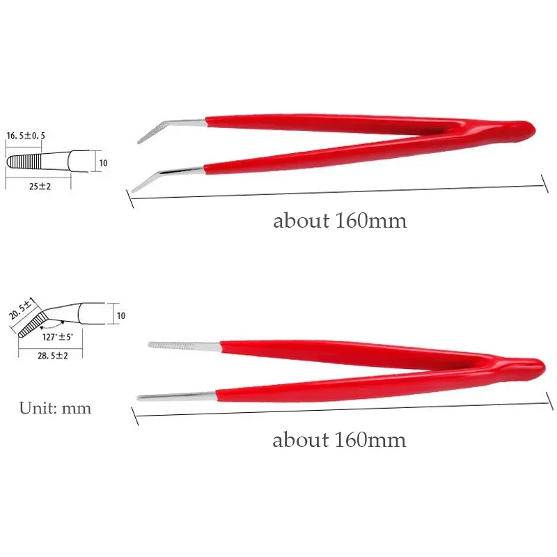 Precision Tweezers Insulated Stainless Steel 160mm For Phone Repair