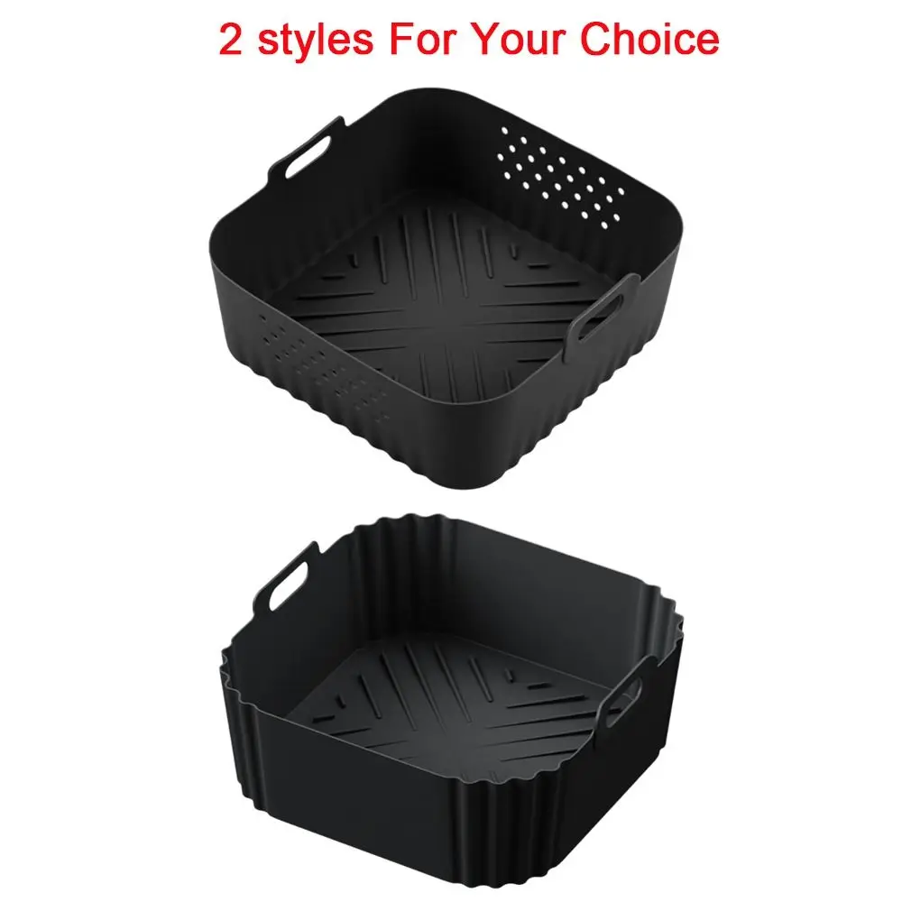 Silicone Air Fryer Baking Tray Square 5.5-6.2L Reusable Air Fryer Basket Silicone Air Fryer Liners Air Fryer Mold Tray