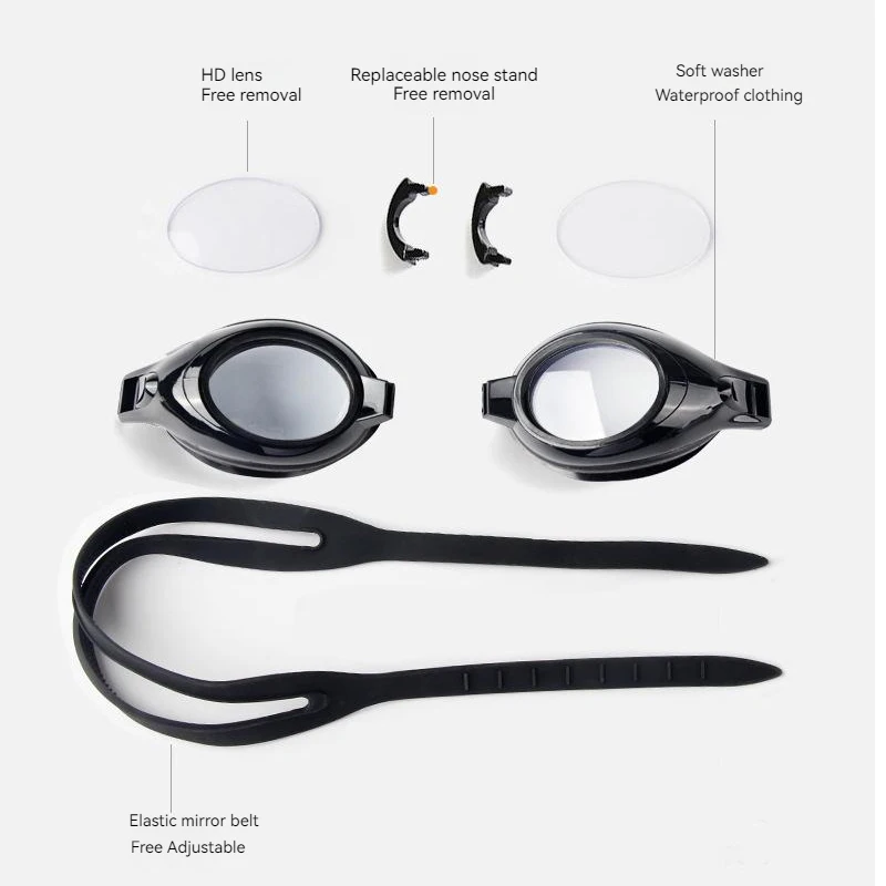 Anti-Fog Myopia Swim Eyewear Waterproof Swimming Diving Goggles Water Sport Glasses Farsightedness/Astigmatism Degree