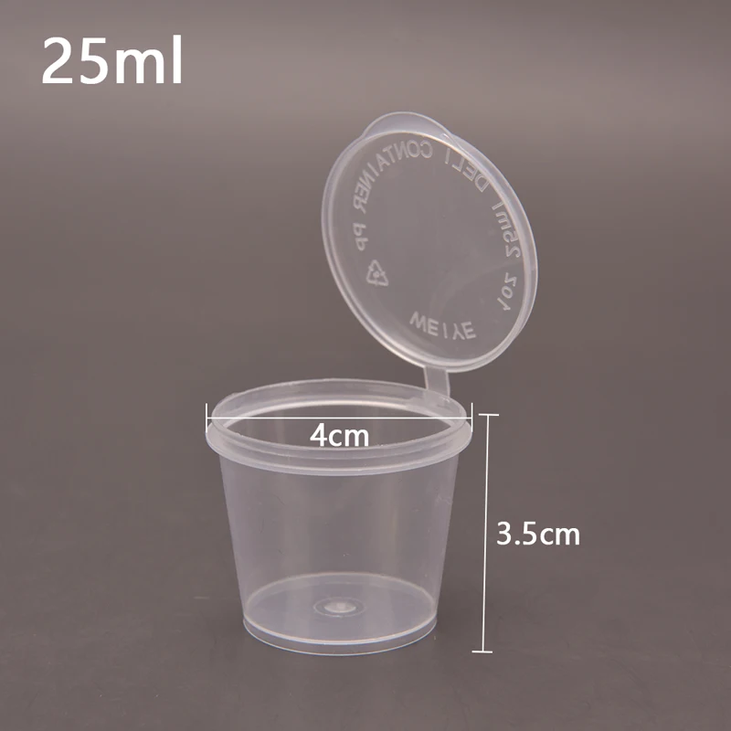 25pcs 25ml Disposable Plastic Takeaway Sauce Cup Containers Food Box Paint Box