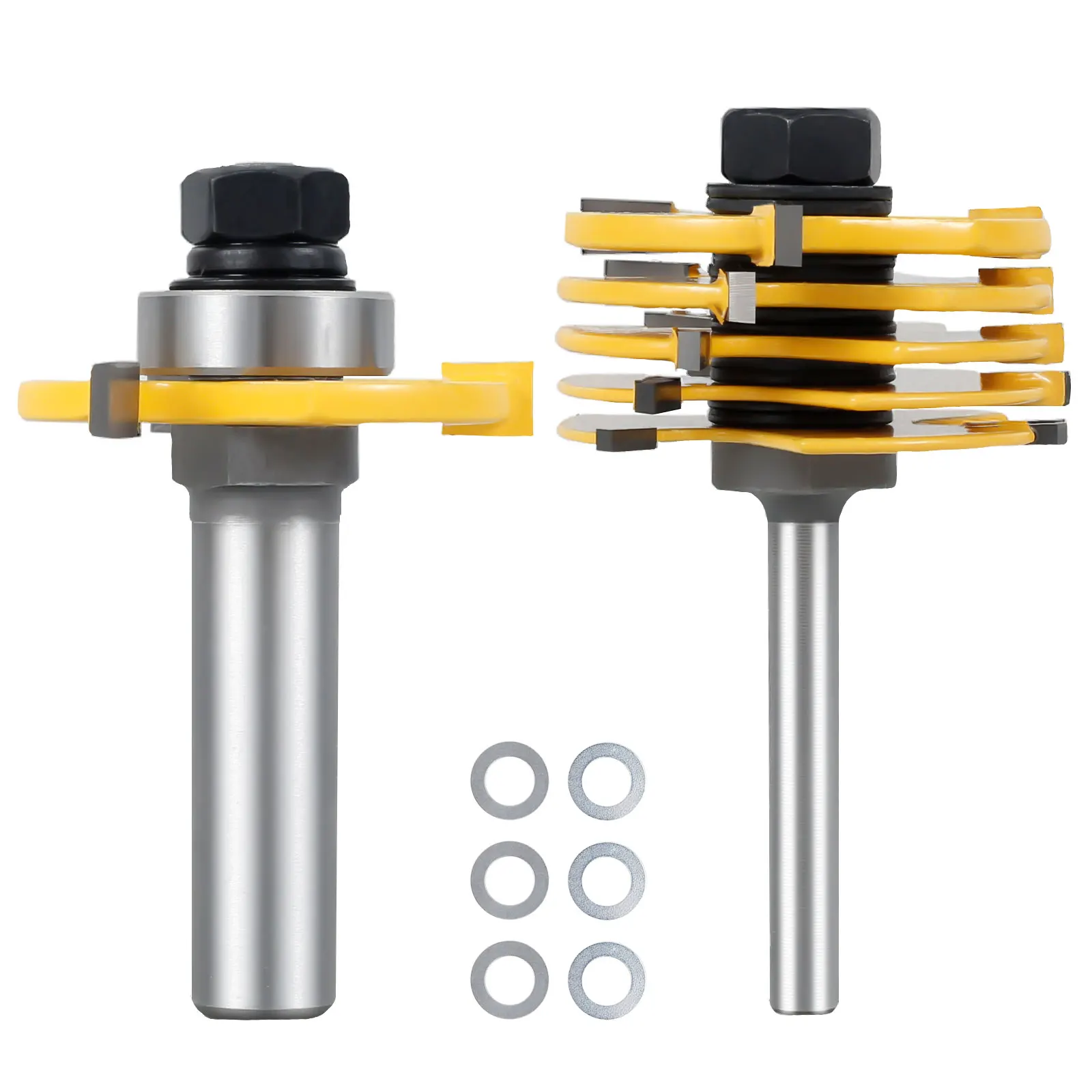 

6Pcs 1/2inch Shank 3 Wing Slot Cutter Router Bit Set 6 Sizes Adjustable T-Shape 3 Teeth Wood Router Bit Carbide Woodworking