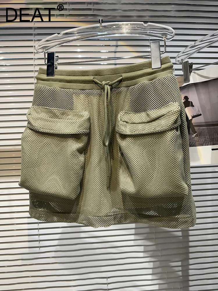 

Trend Personality Streetwear Pockets Patchwork Cargo Skirt Women Elastic Drawstring Hollow Out Skirts 2023 Summer 11XX3071