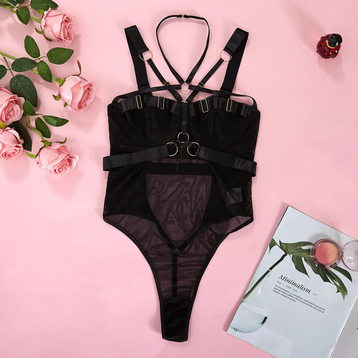 

Women Bodysuits Lingerie Sexy Fashion Sleepwear Hollow Combination Catsuits Slim Intimate Erotic Mesh Strappy Rompers Jumpsuit