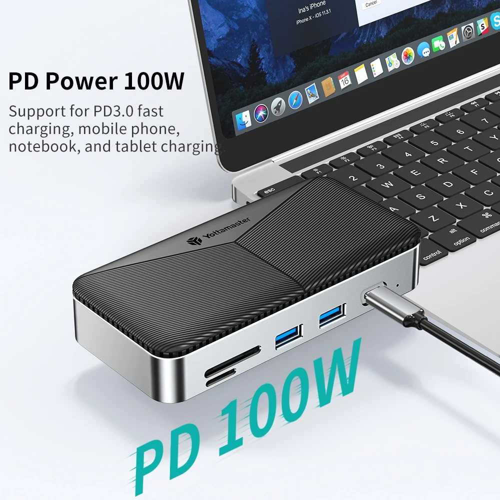 Yottamaster HDD ŷ ̼, M2 SSD Ŭ, USB C, 10Gbps PD, 100W, RJ45, SD, TF, 4K, 10 in 1, Ʈ ƺϿ