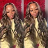 30 Inch Colored Highlight Human Hair Wigs Body Wave Lace Front Wig For Women Brazilian Pre Plucked 13x4 Transparent Hair Wigs 3